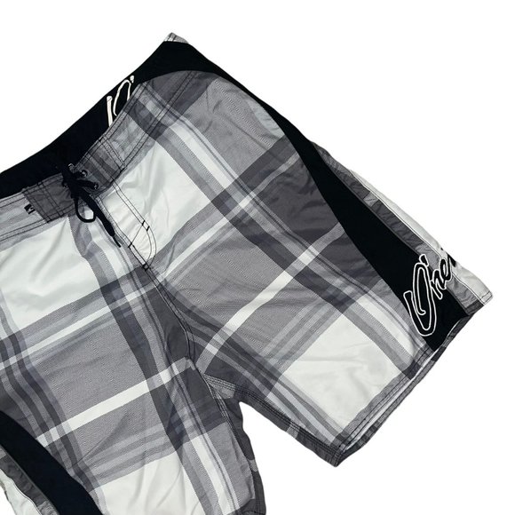 ONeill Board Shorts Mens 38 Checkered Check Pocket Embroidered Logo Swimwear - Picture 3 of 8